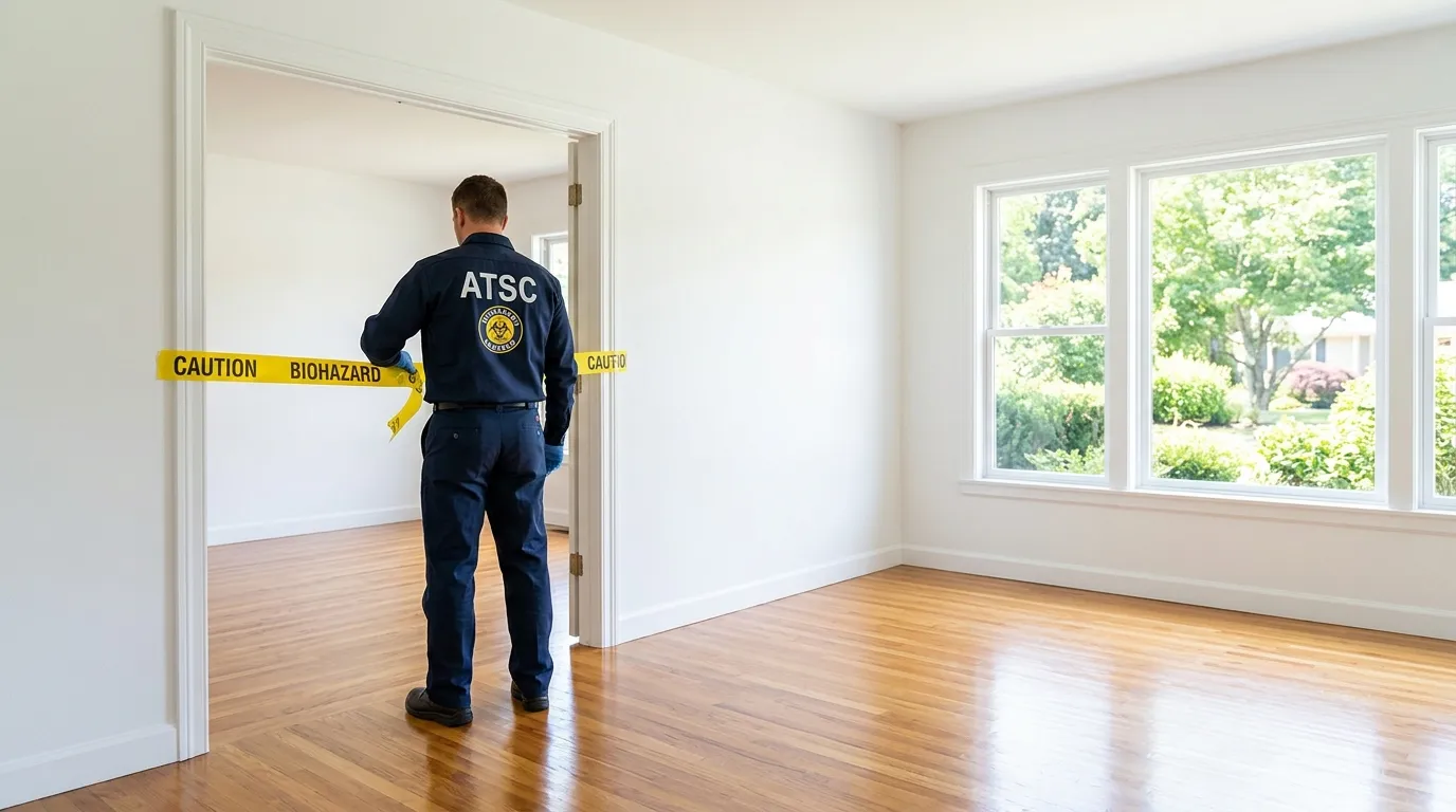 Certified biohazard cleanup crew performing Trauma Scene Cleanup in Griffin